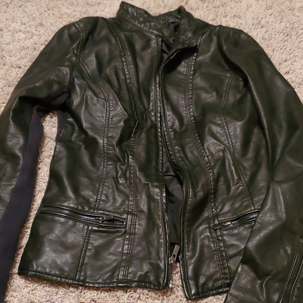 Express faux leather jacket with pockets
